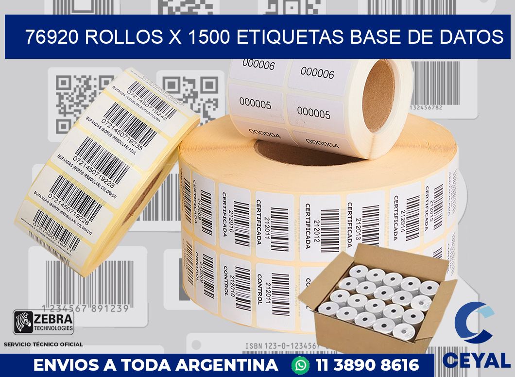 76920 Rollos x 1500 etiquetas base de datos