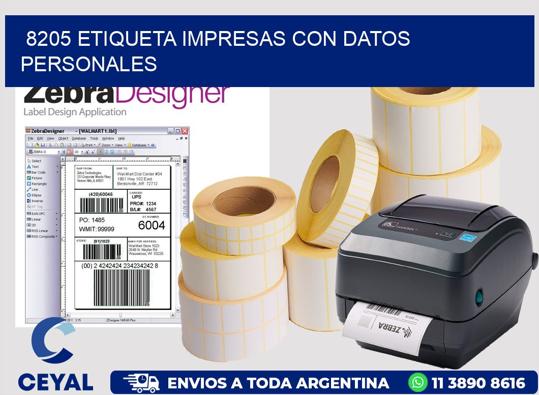 8205 ETIQUETA IMPRESAS CON DATOS PERSONALES