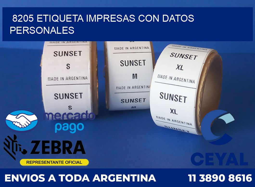 8205 ETIQUETA IMPRESAS CON DATOS PERSONALES