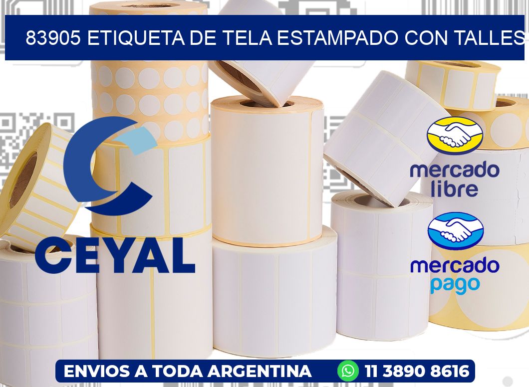 83905 ETIQUETA DE TELA ESTAMPADO CON TALLES