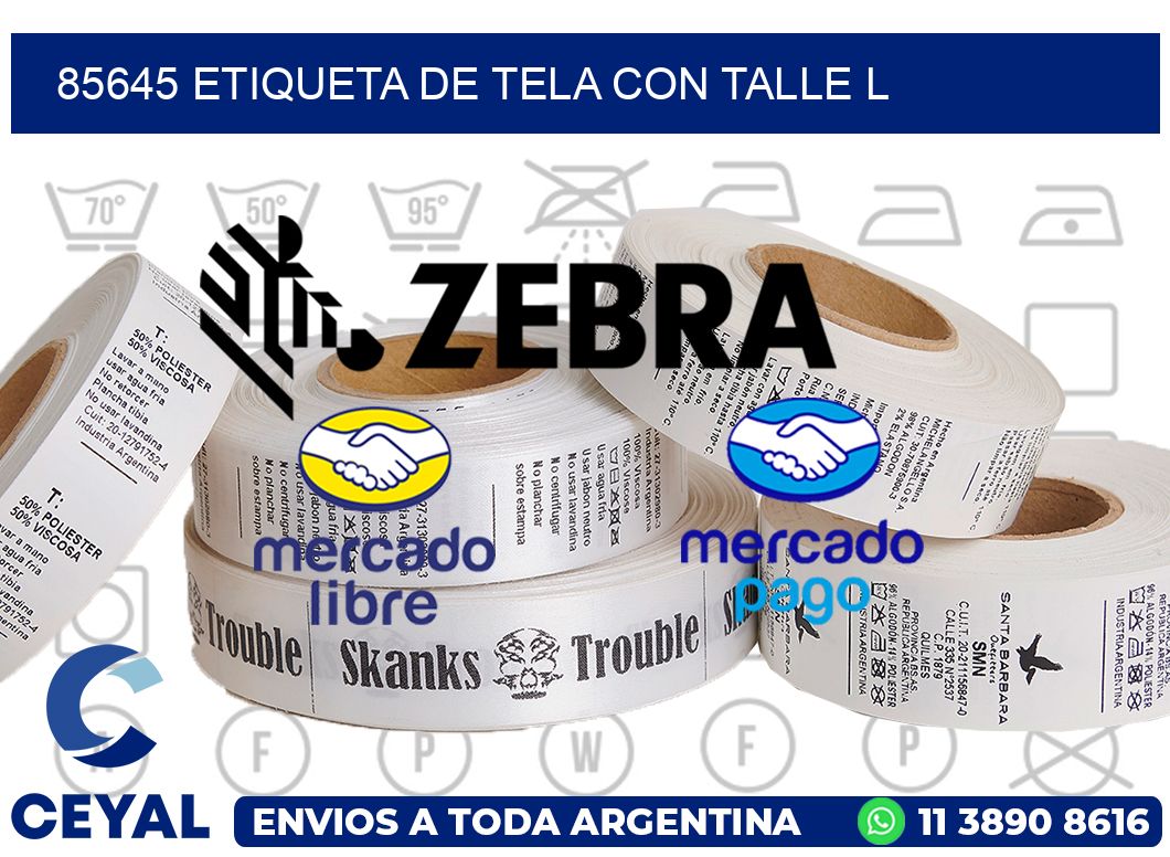 85645 ETIQUETA DE TELA CON TALLE L