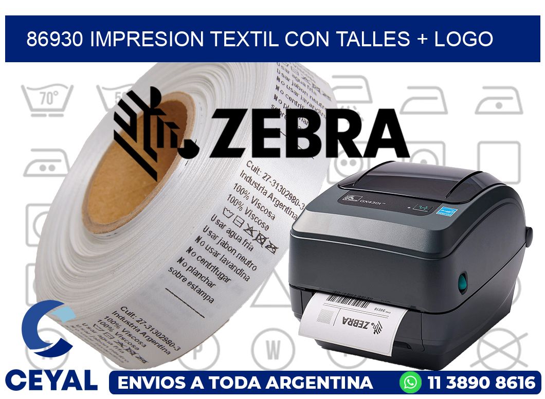 86930 IMPRESION TEXTIL CON TALLES + LOGO