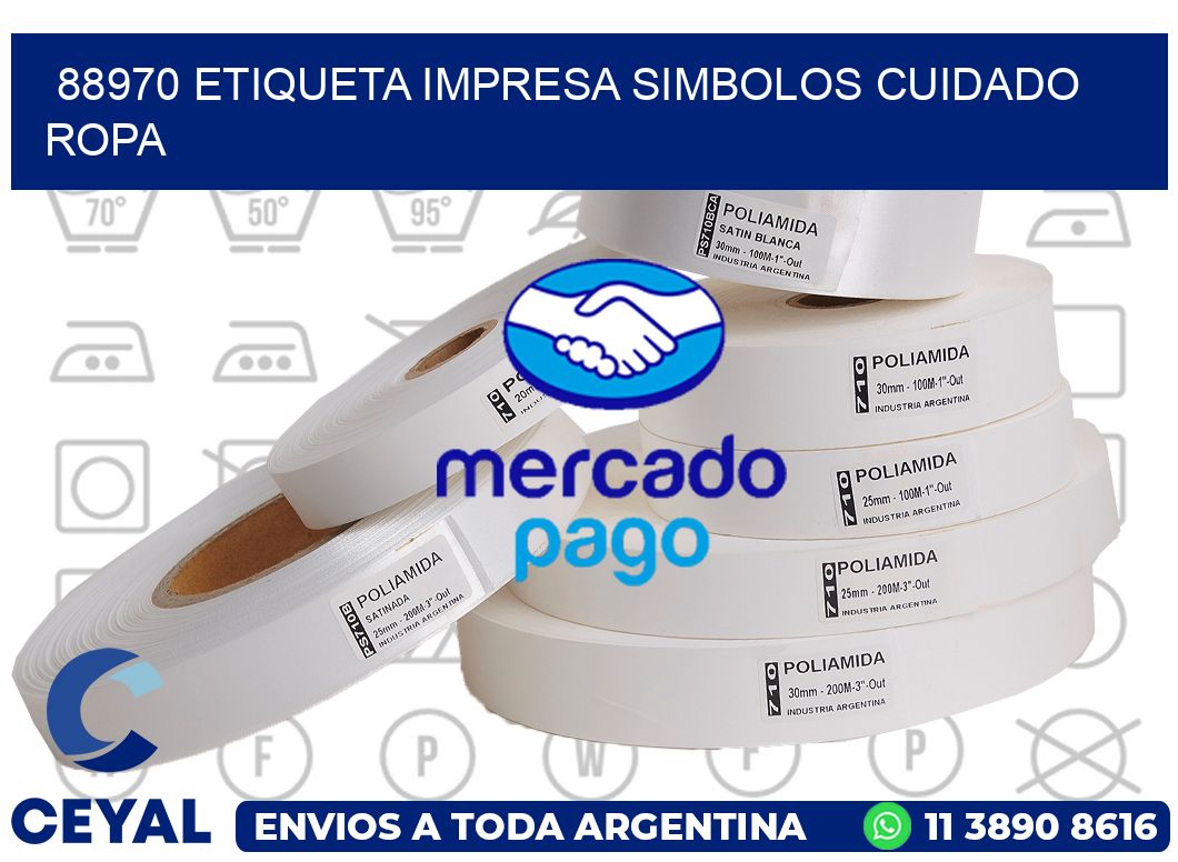 88970 ETIQUETA IMPRESA SIMBOLOS CUIDADO ROPA