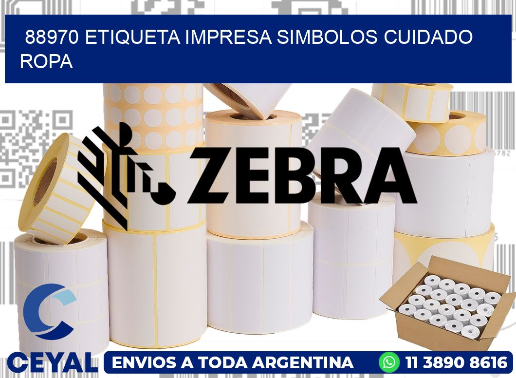 88970 ETIQUETA IMPRESA SIMBOLOS CUIDADO ROPA