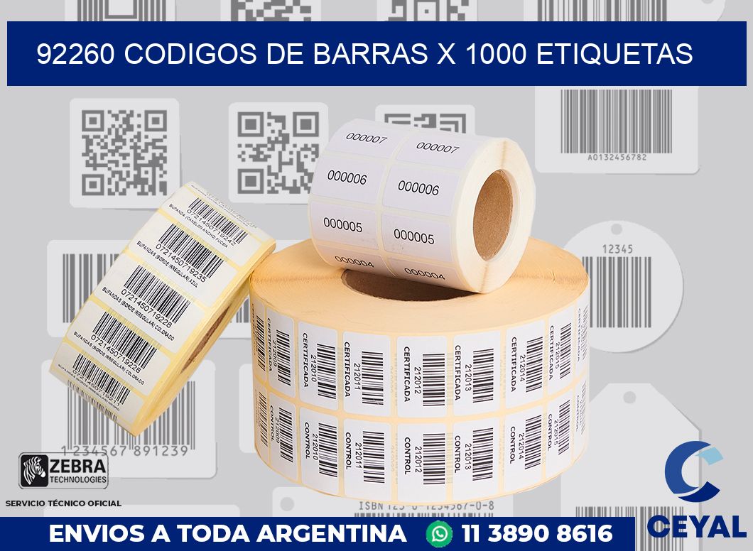92260 codigos de barras x 1000 etiquetas