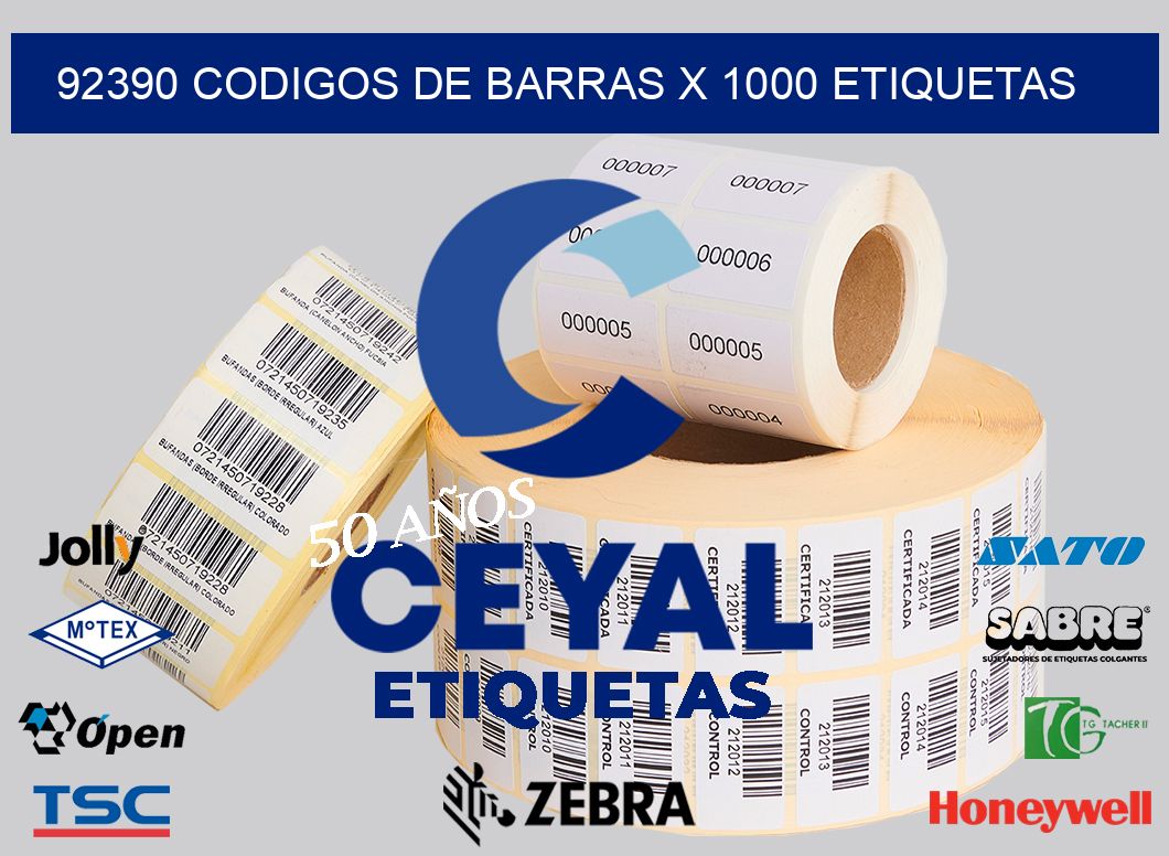 92390 codigos de barras x 1000 etiquetas