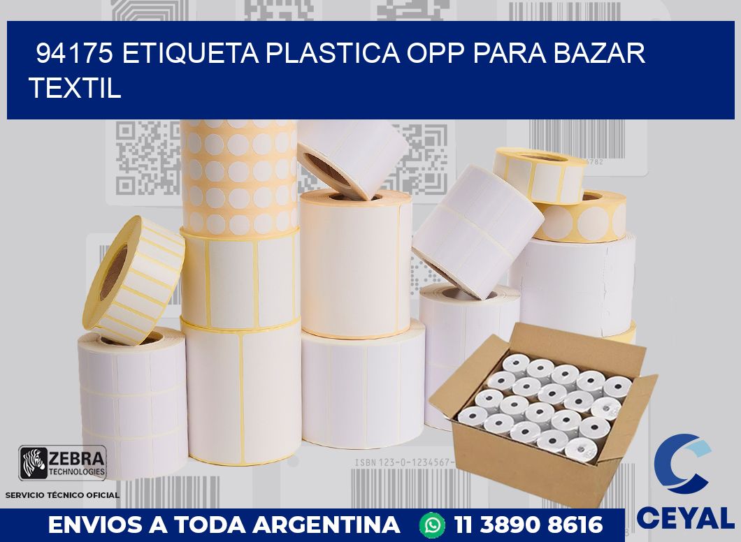 94175 ETIQUETA PLASTICA OPP PARA BAZAR TEXTIL