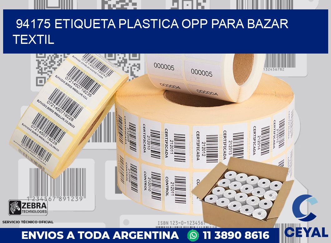 94175 ETIQUETA PLASTICA OPP PARA BAZAR TEXTIL