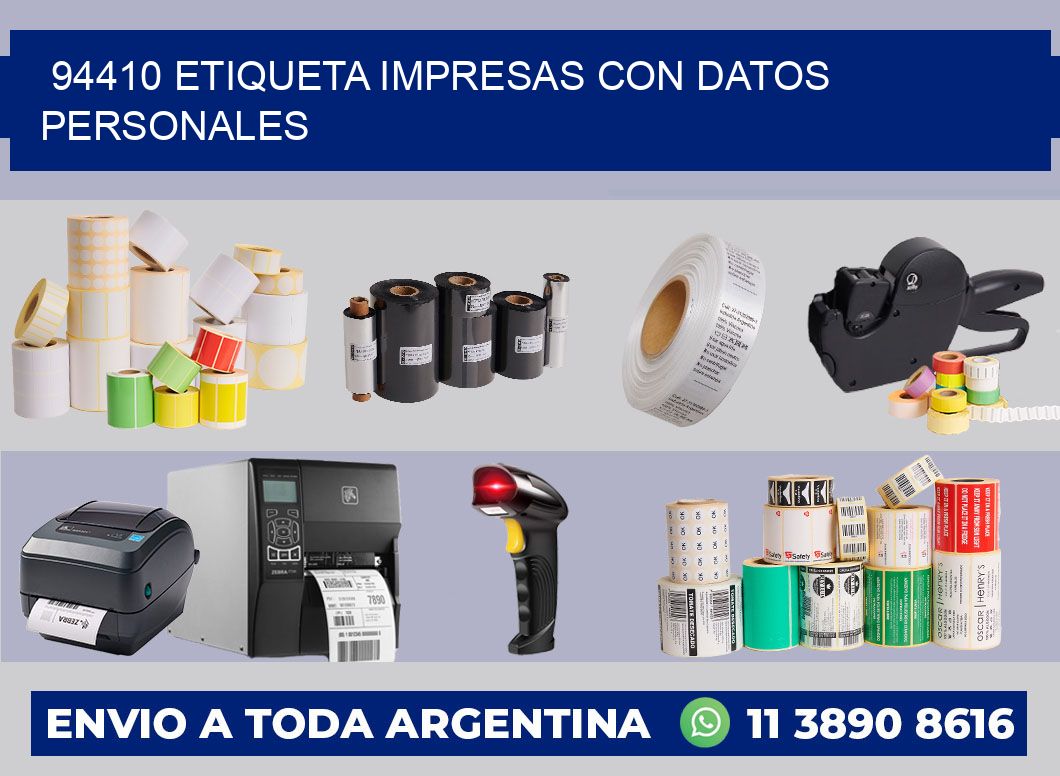 94410 ETIQUETA IMPRESAS CON DATOS PERSONALES
