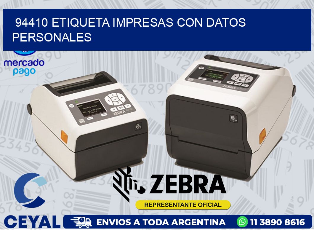 94410 ETIQUETA IMPRESAS CON DATOS PERSONALES