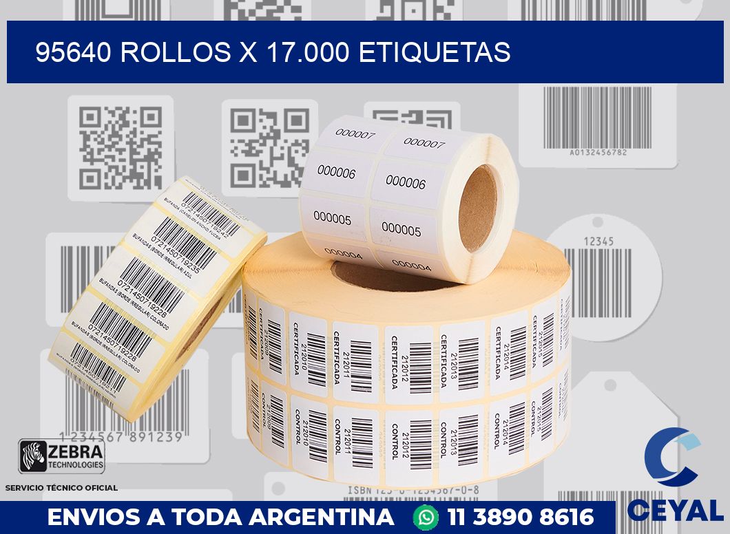 95640 Rollos x 17.000 etiquetas