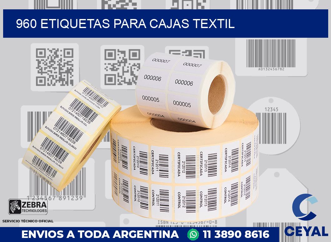 960 ETIQUETAS PARA CAJAS TEXTIL