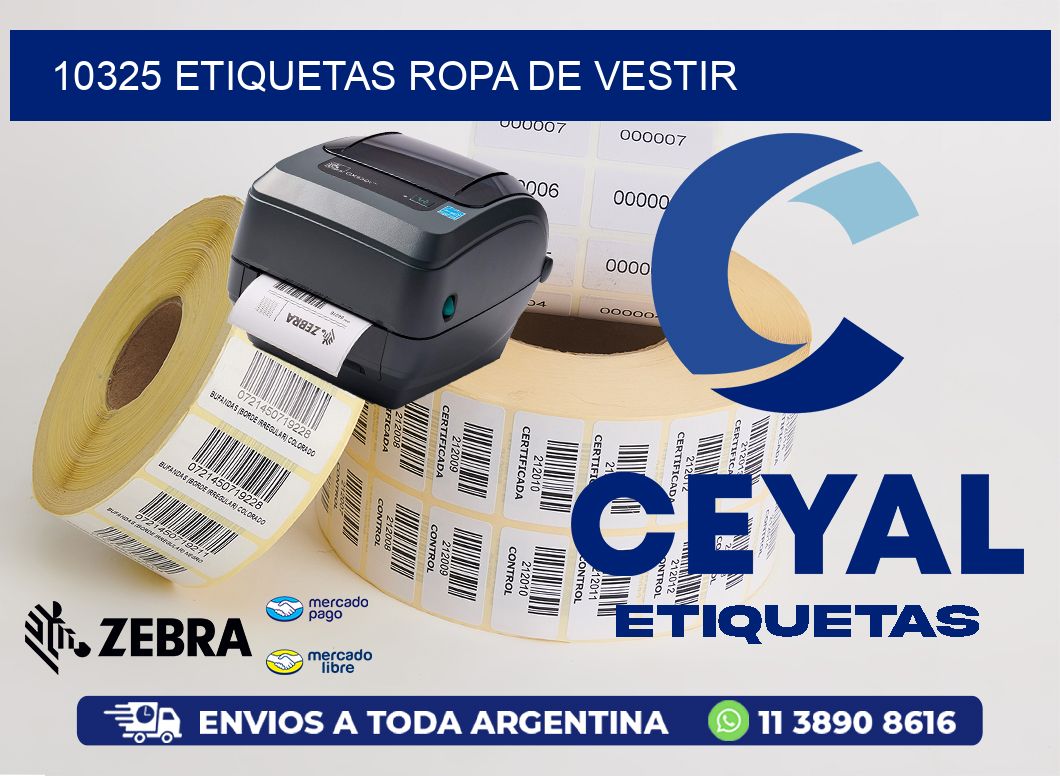 10325 etiquetas ropa de vestir