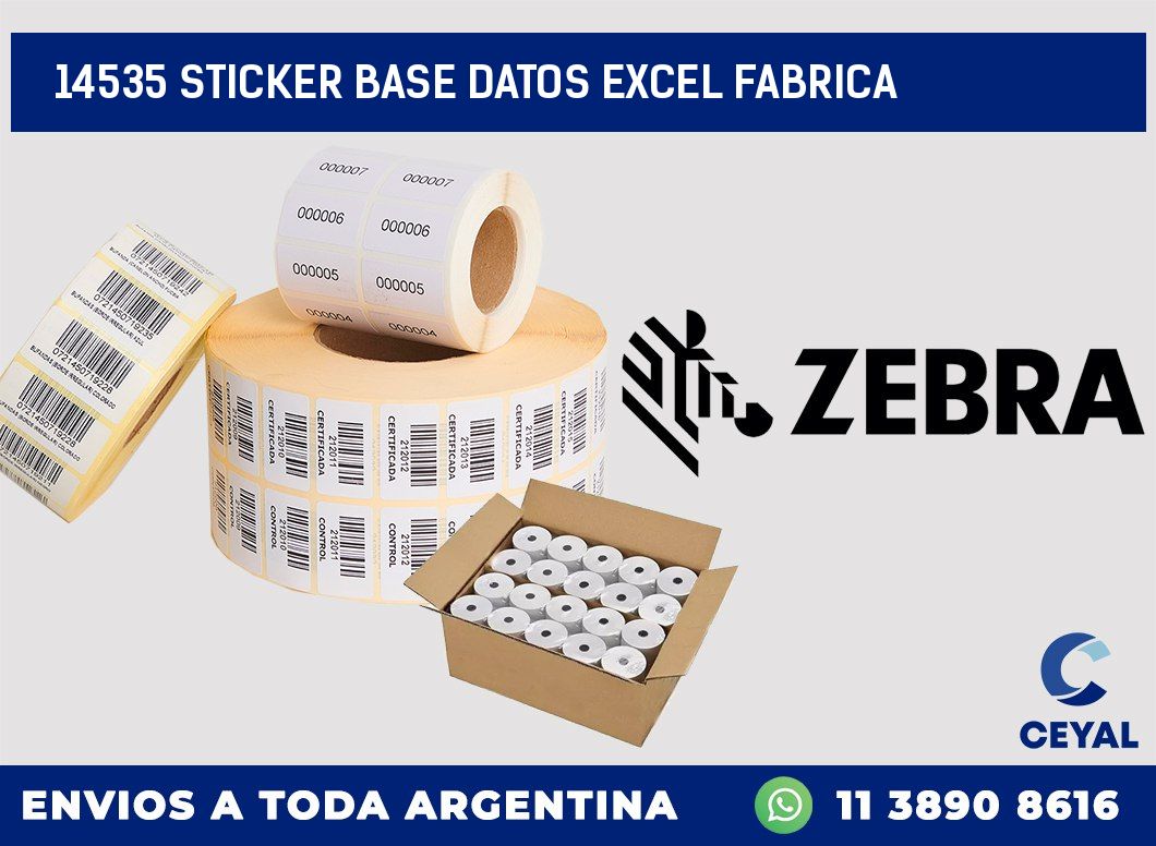 14535 sticker base datos excel fabrica