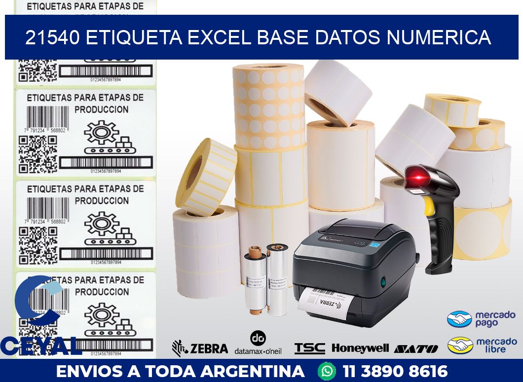 21540 etiqueta excel base datos numerica