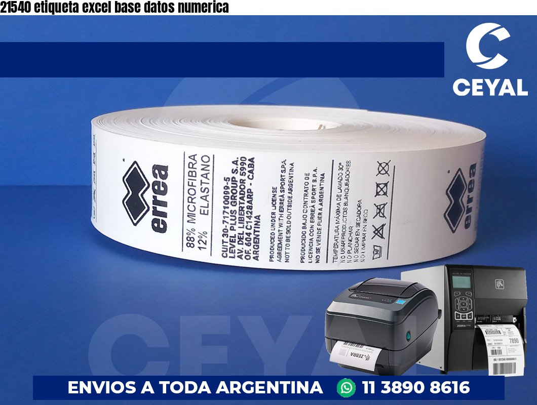 21540 etiqueta excel base datos numerica