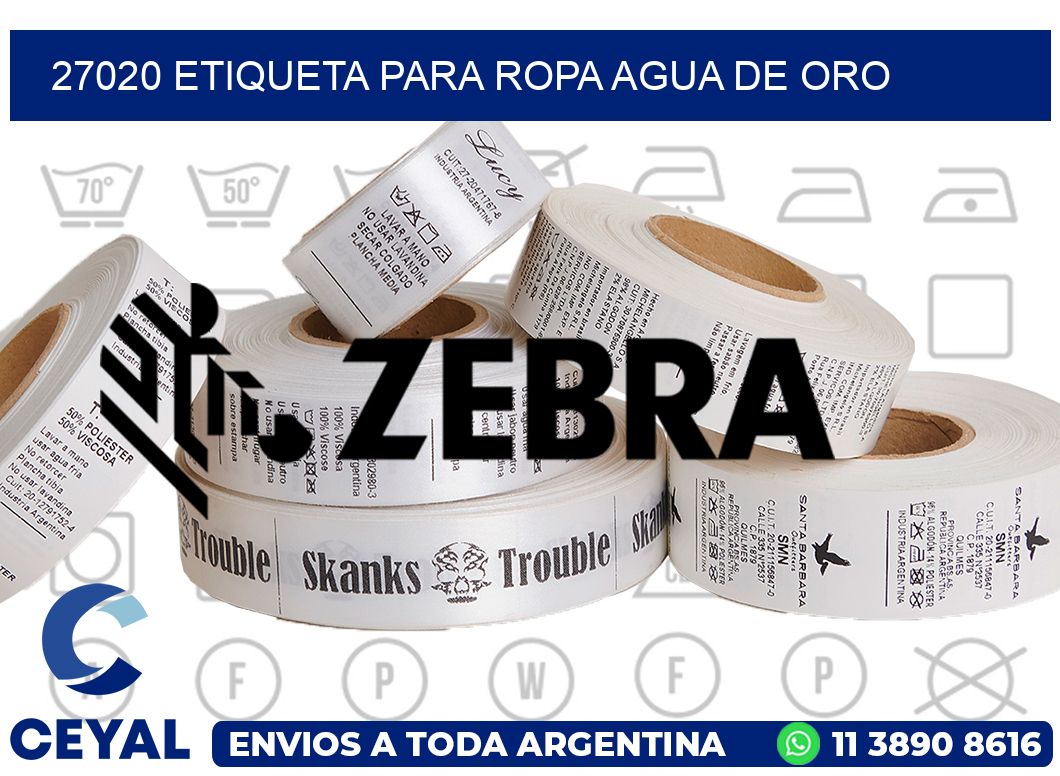27020 ETIQUETA PARA ROPA AGUA DE ORO