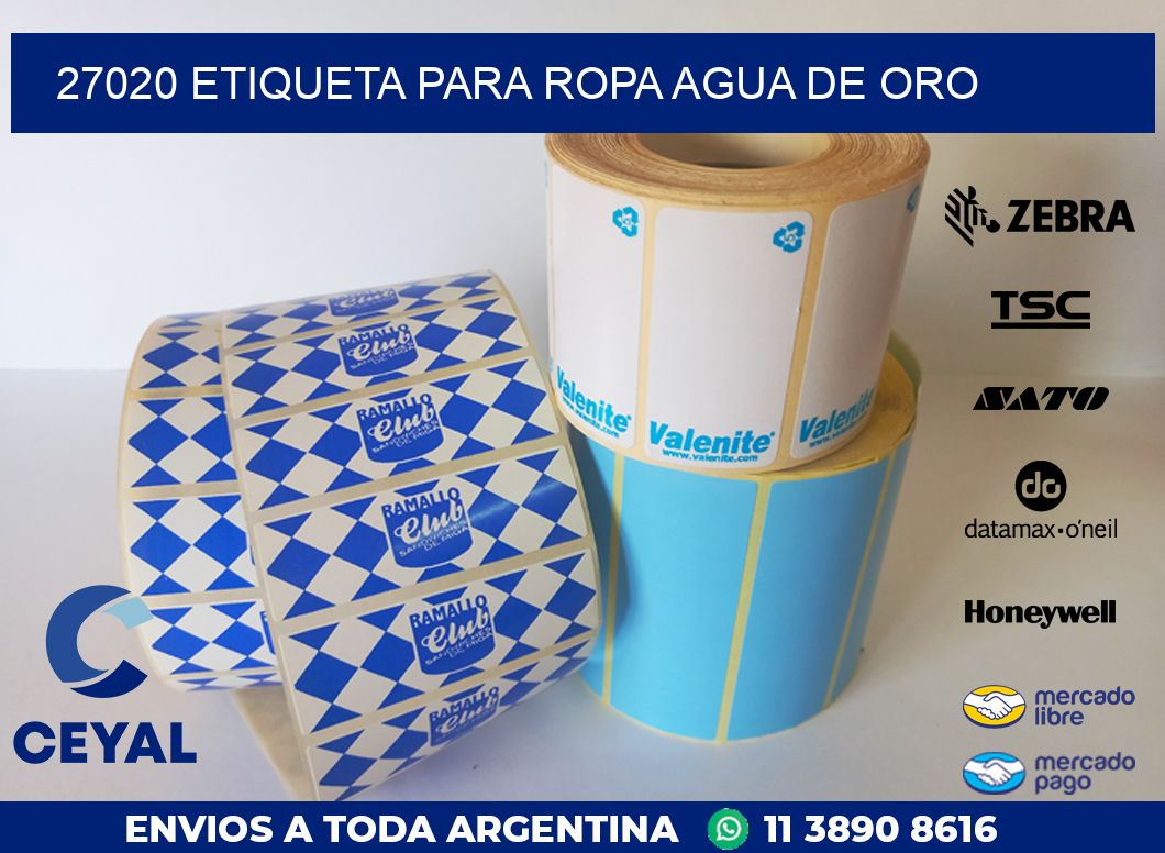 27020 ETIQUETA PARA ROPA AGUA DE ORO
