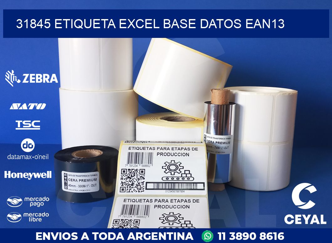 31845 etiqueta excel base datos ean13