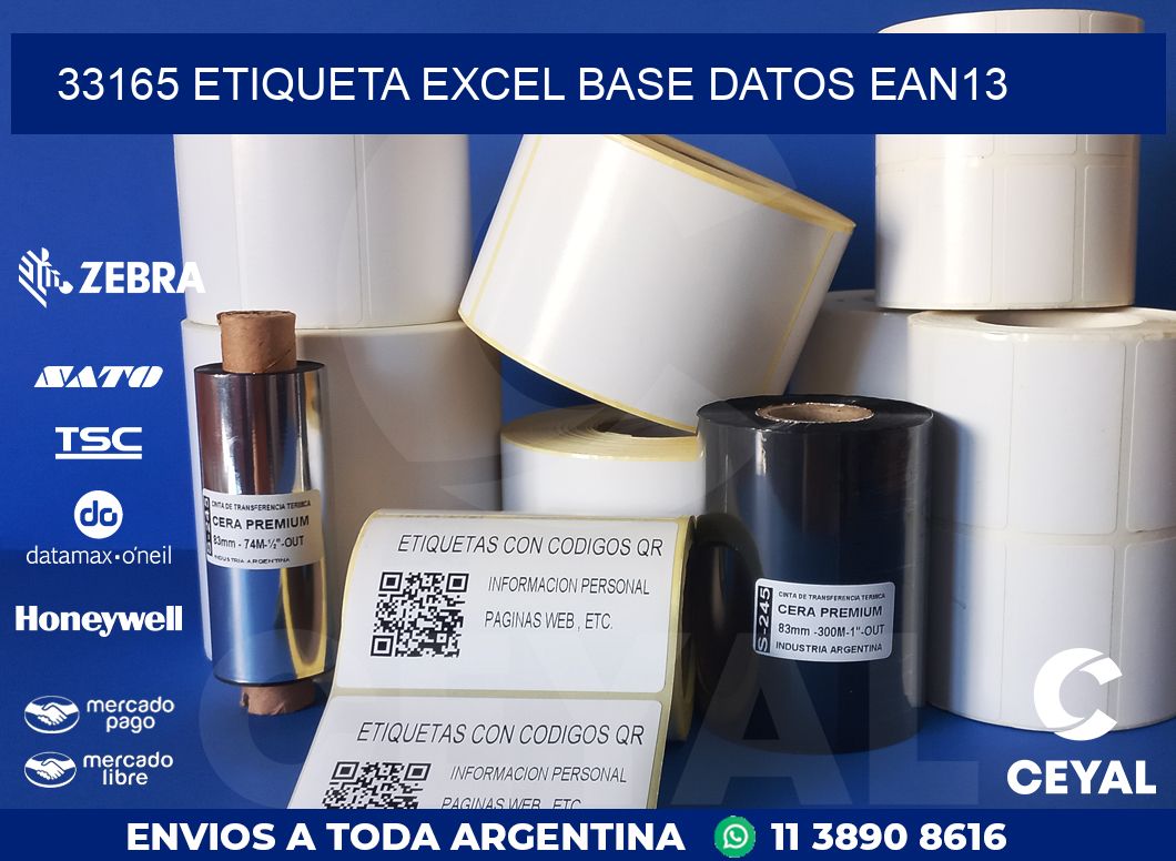 33165 etiqueta excel base datos ean13