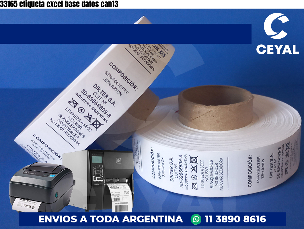 33165 etiqueta excel base datos ean13