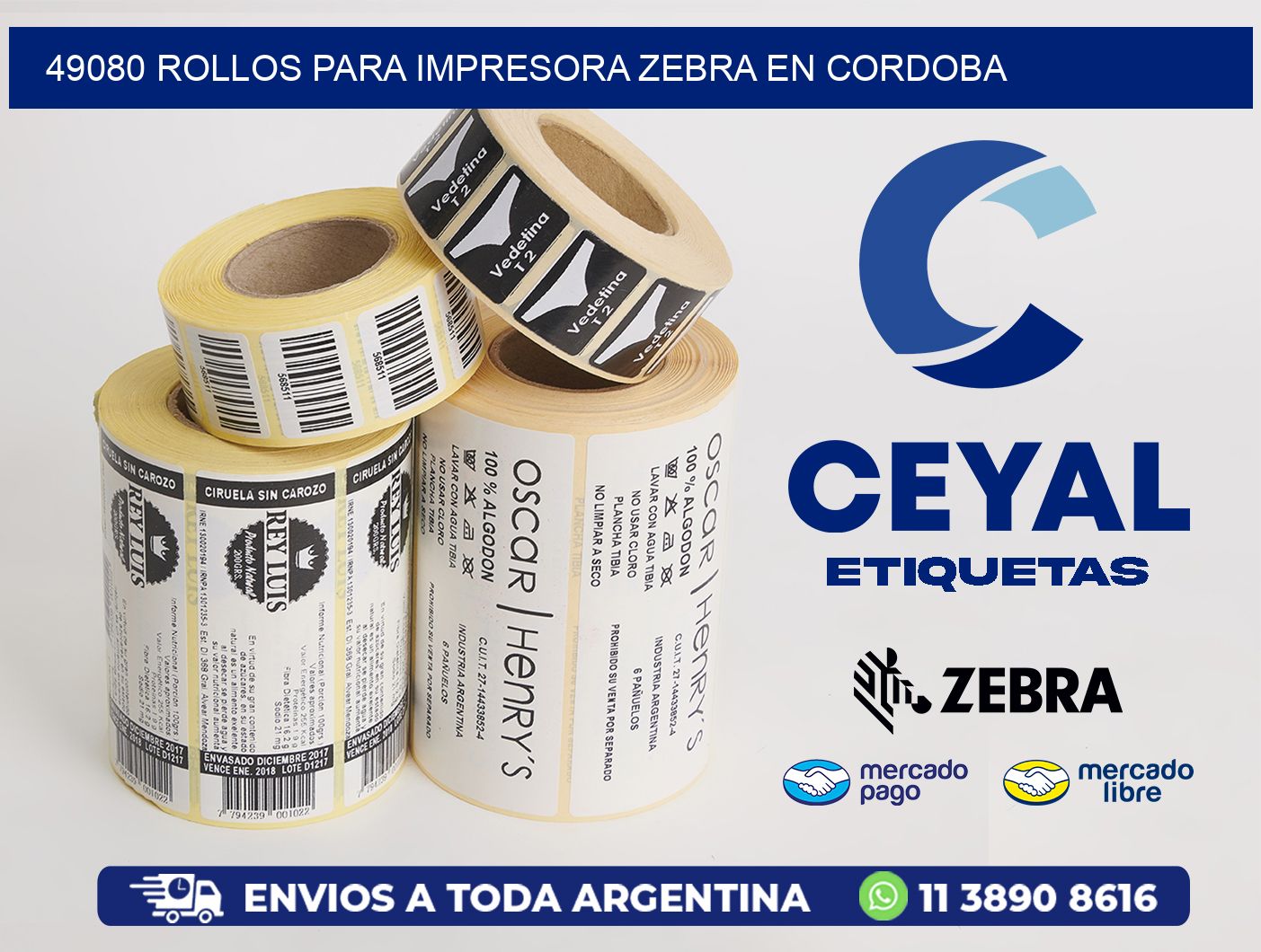 49080 ROLLOS PARA IMPRESORA ZEBRA EN CORDOBA