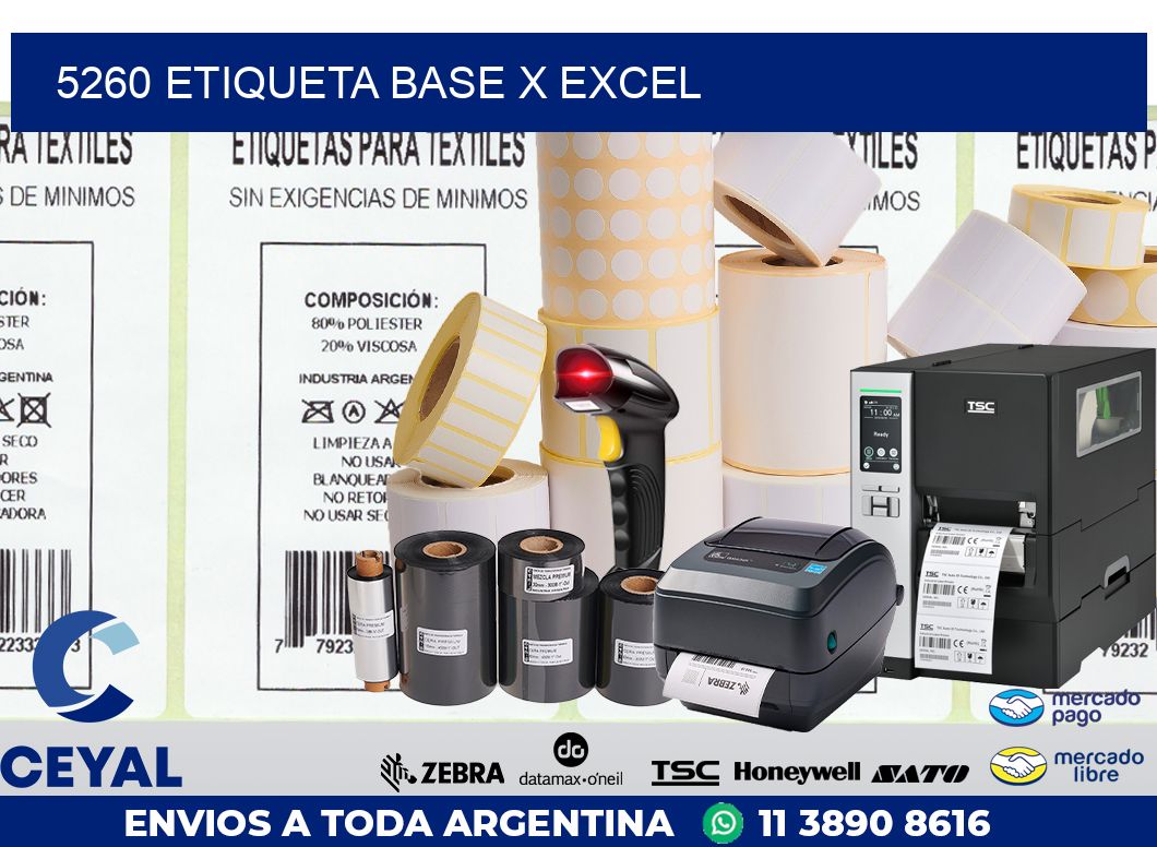 5260 etiqueta base x excel