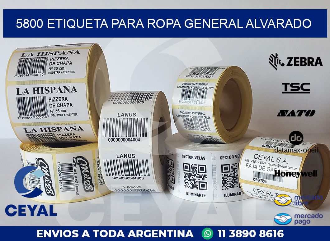 5800 ETIQUETA PARA ROPA GENERAL ALVARADO