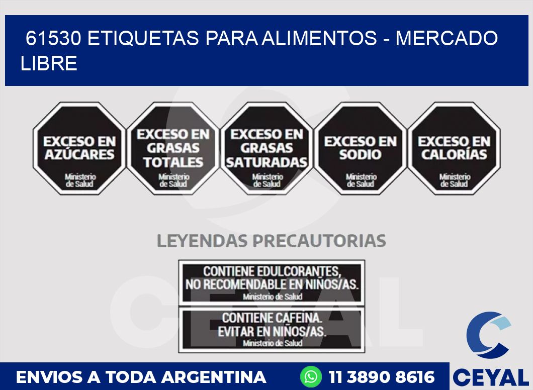61530 ETIQUETAS PARA ALIMENTOS - MERCADO LIBRE