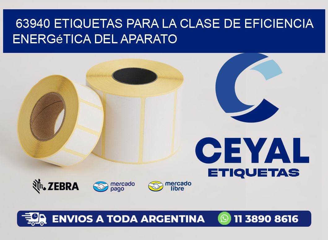 63940 etiquetas para La clase de eficiencia energética del aparato