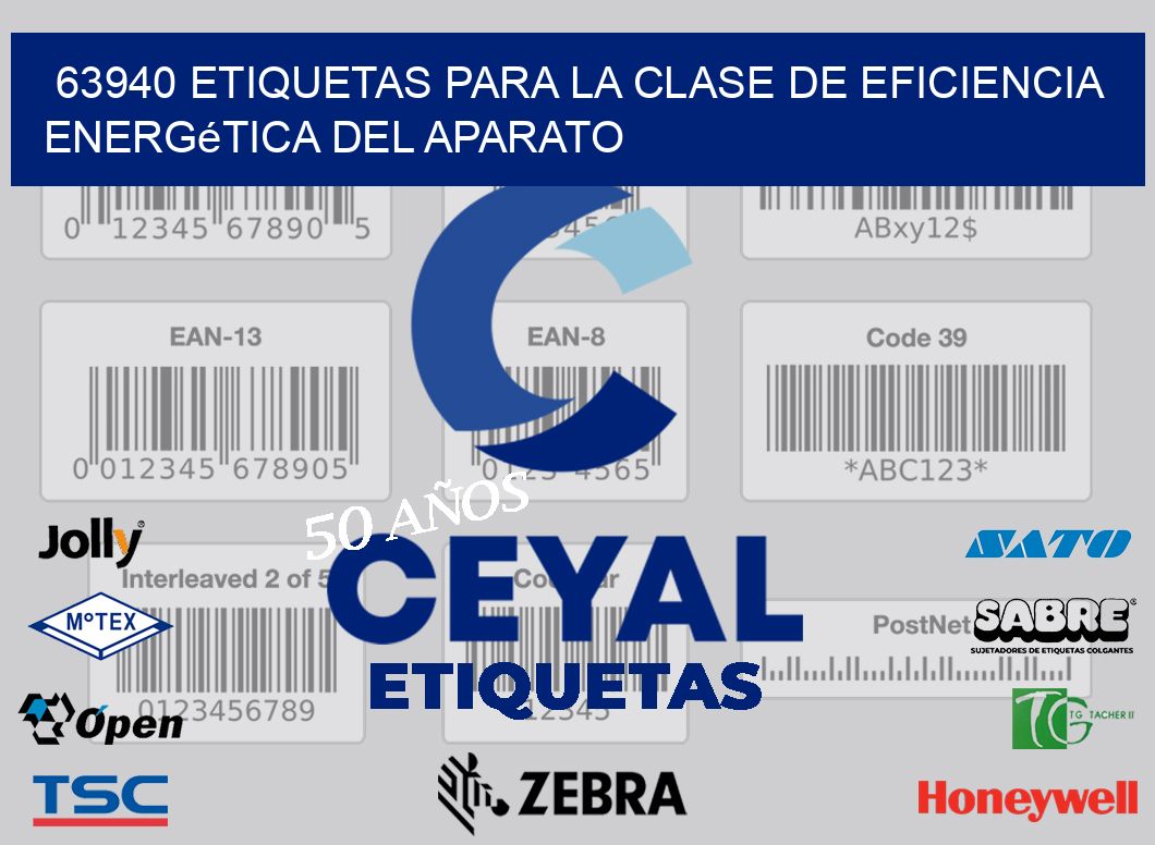 63940 etiquetas para La clase de eficiencia energética del aparato
