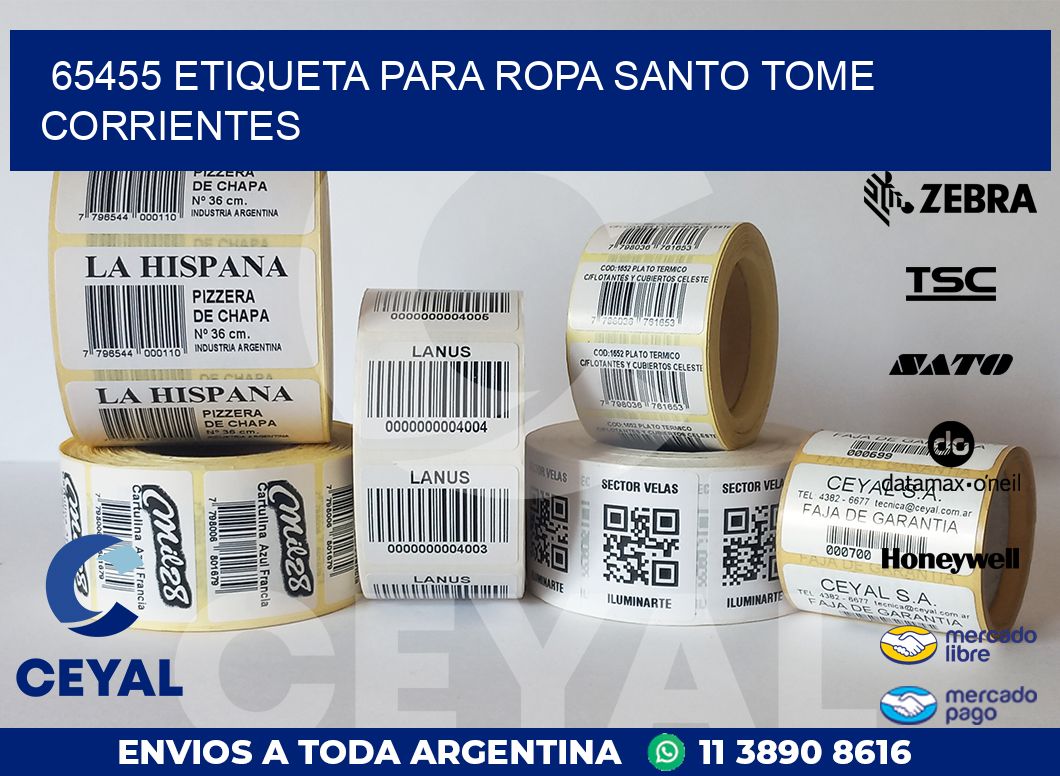 65455 ETIQUETA PARA ROPA SANTO TOME CORRIENTES