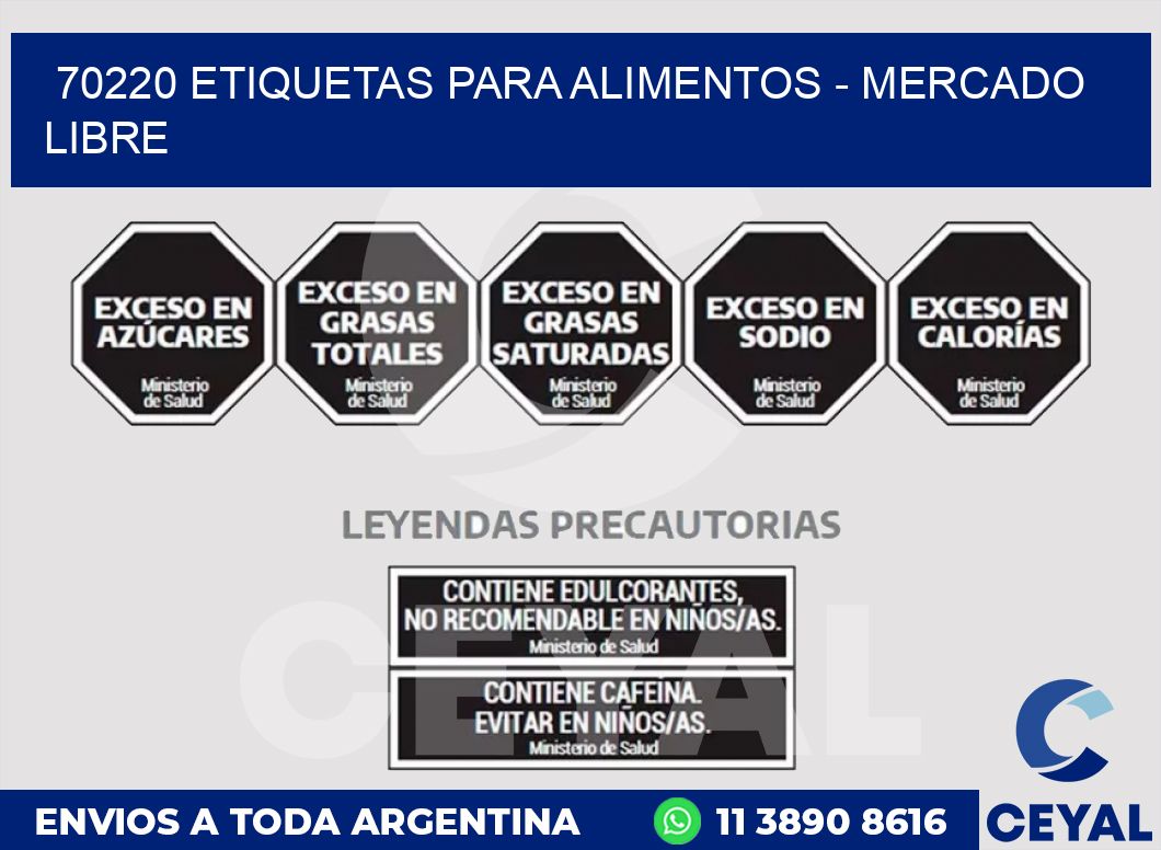 70220 ETIQUETAS PARA ALIMENTOS - MERCADO LIBRE