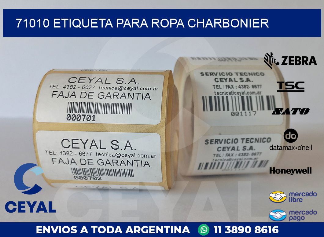 71010 ETIQUETA PARA ROPA CHARBONIER
