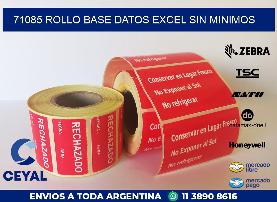 71085 rollo base datos excel sin minimos