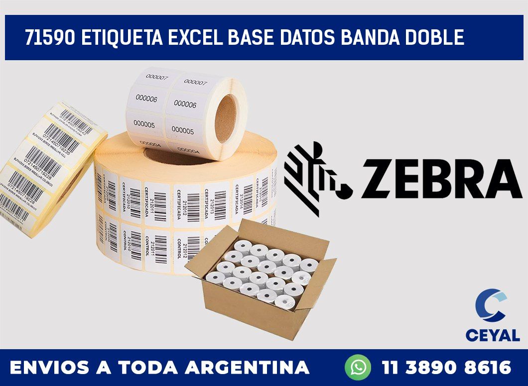 71590 etiqueta excel base datos banda doble