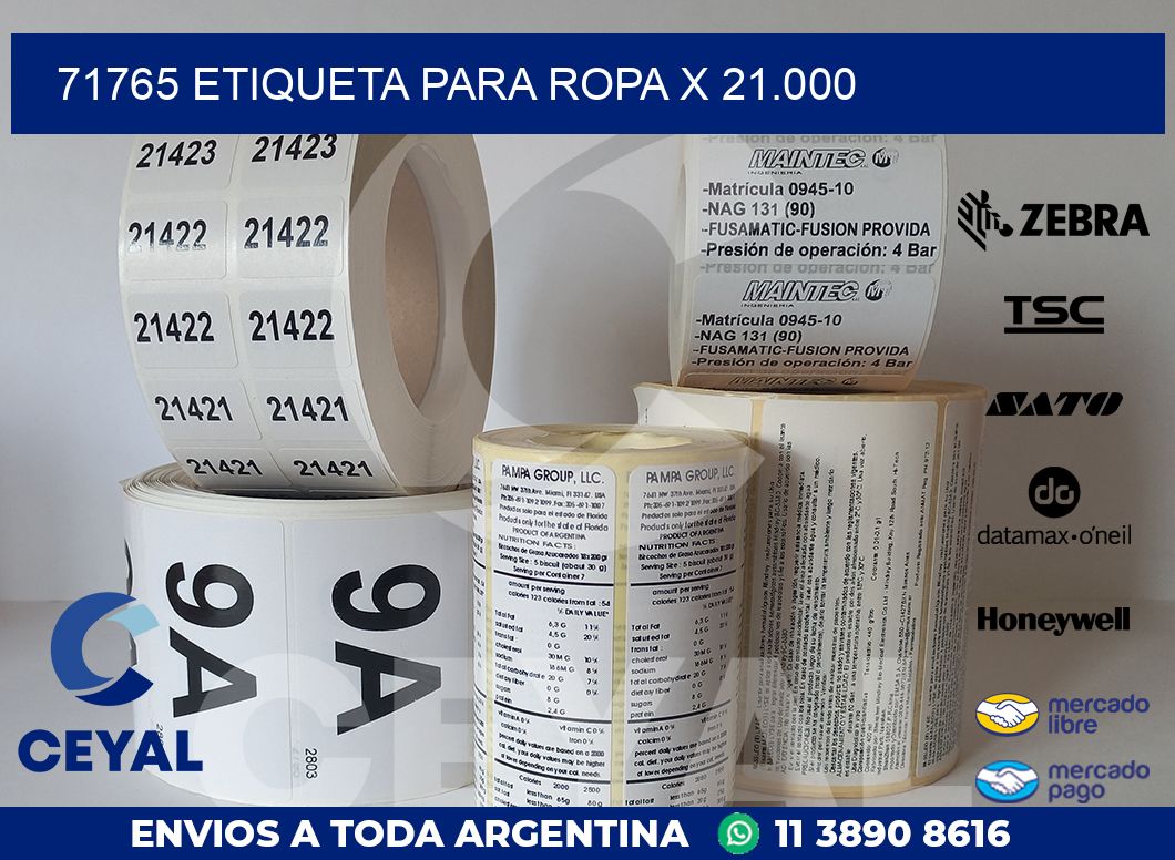 71765 ETIQUETA PARA ROPA X 21.000