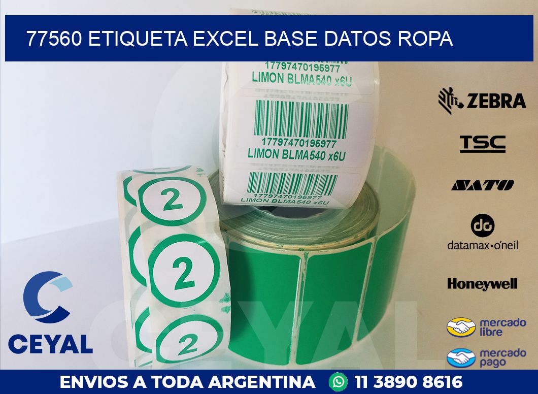 77560 etiqueta excel base datos ropa