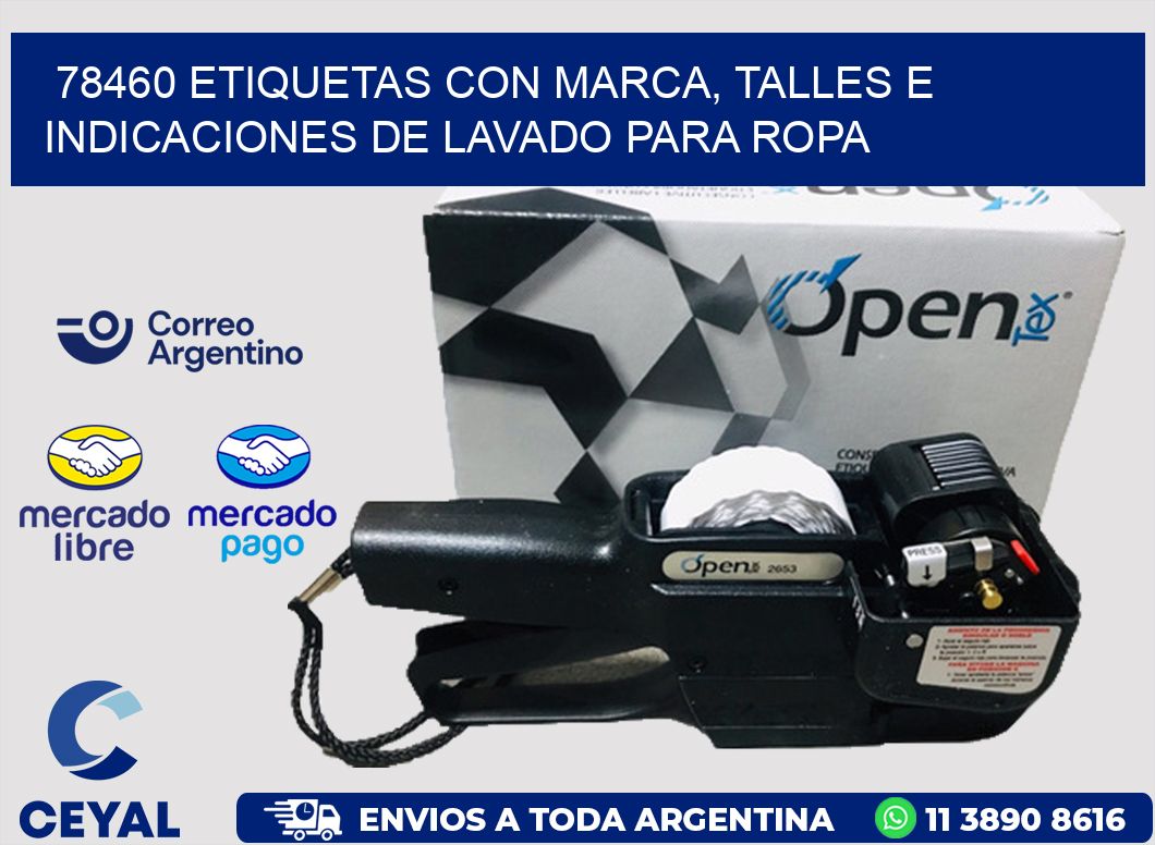 78460 ETIQUETAS CON MARCA, TALLES E INDICACIONES DE LAVADO PARA ROPA