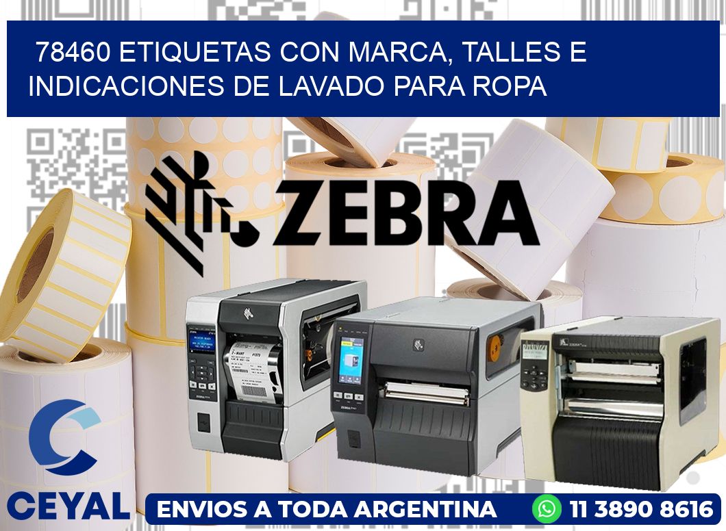 78460 ETIQUETAS CON MARCA, TALLES E INDICACIONES DE LAVADO PARA ROPA