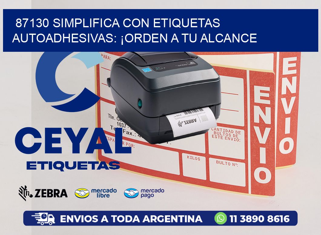 87130 Simplifica con Etiquetas Autoadhesivas: ¡Orden a tu Alcance