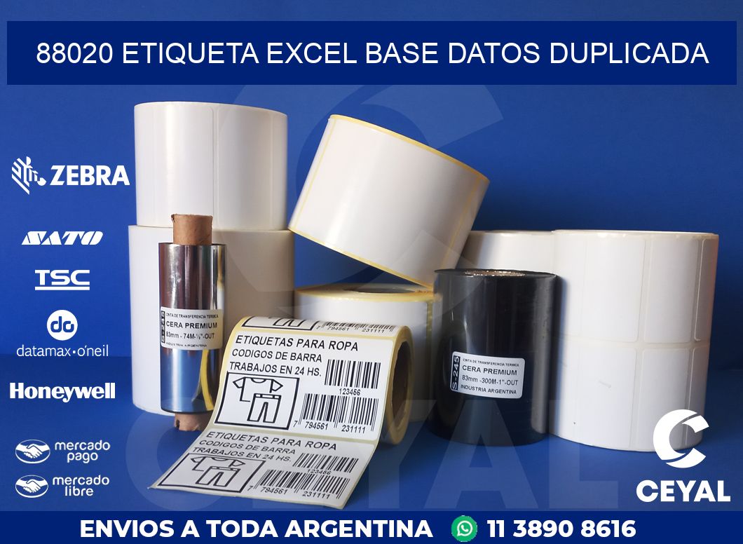 88020 etiqueta excel base datos duplicada