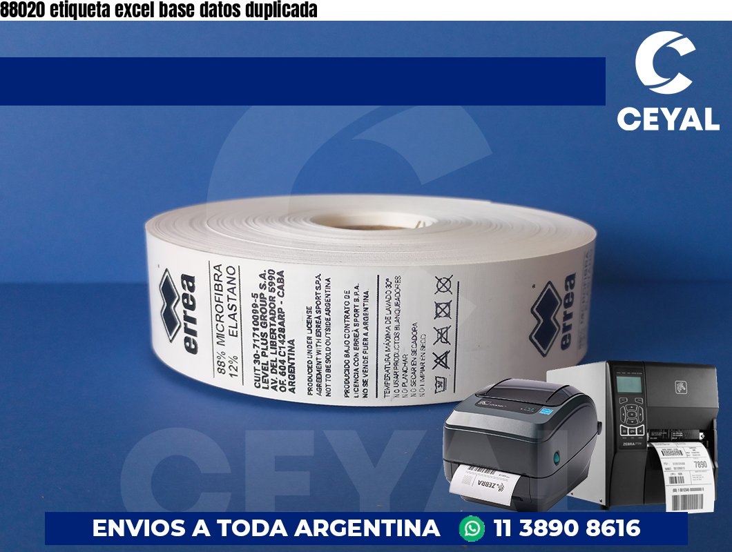88020 etiqueta excel base datos duplicada