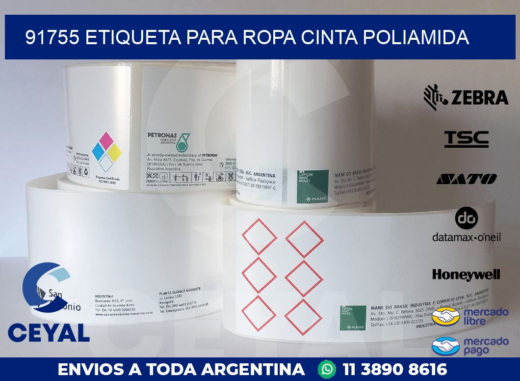 91755 ETIQUETA PARA ROPA CINTA POLIAMIDA