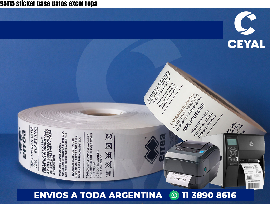 95115 sticker base datos excel ropa