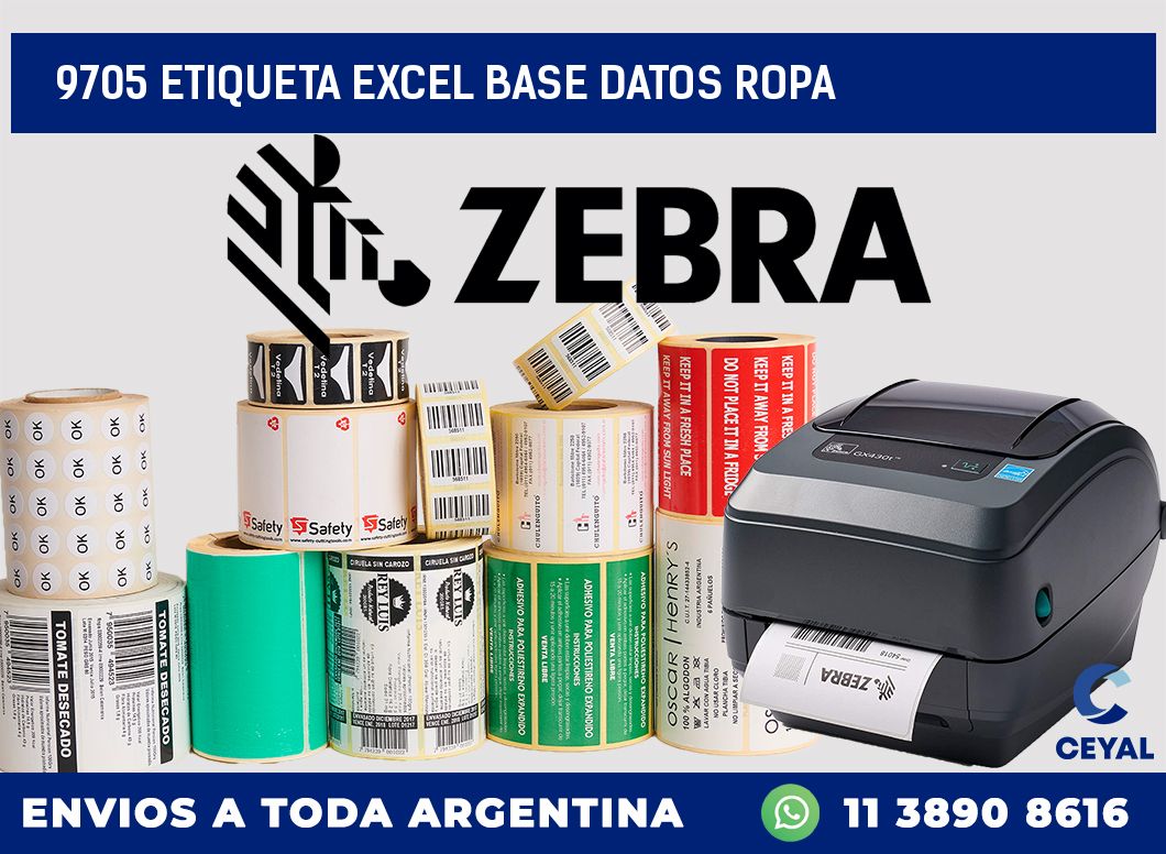 9705 etiqueta excel base datos ropa