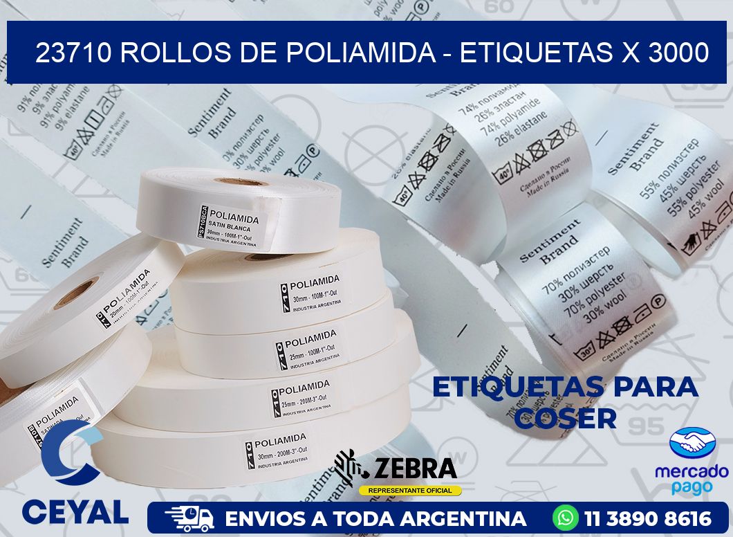 23710 ROLLOS DE POLIAMIDA - ETIQUETAS X 3000
