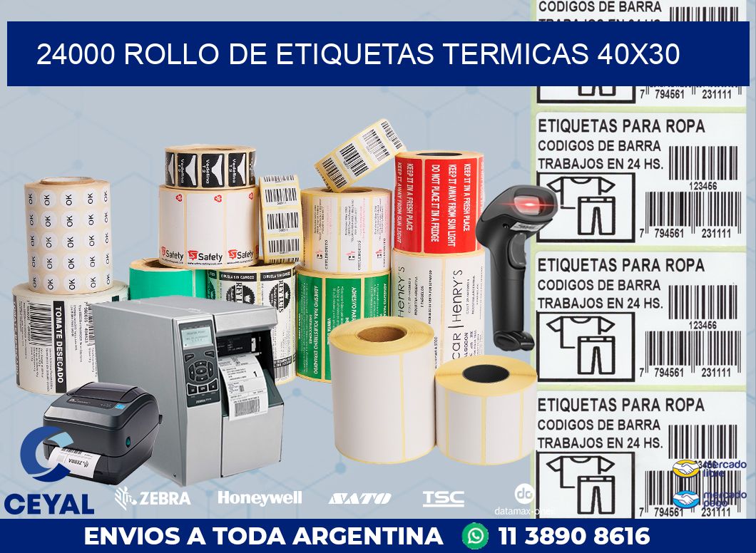 24000 ROLLO DE ETIQUETAS TERMICAS 40X30