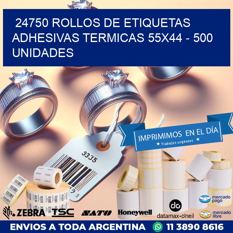 24750 ROLLOS DE ETIQUETAS ADHESIVAS TERMICAS 55X44 – 500 UNIDADES