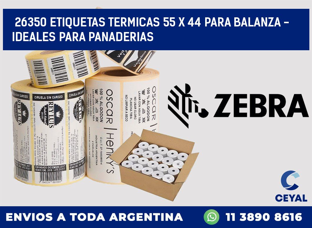 26350 ETIQUETAS TERMICAS 55 X 44 PARA BALANZA - IDEALES PARA PANADERIAS